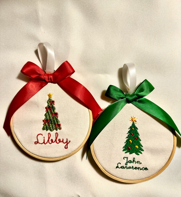 Custom name embroidered ornament