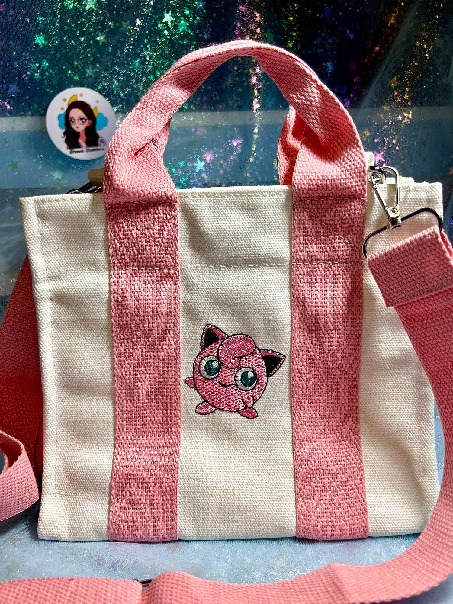 Embroidery Jigglypuff Tote Bag