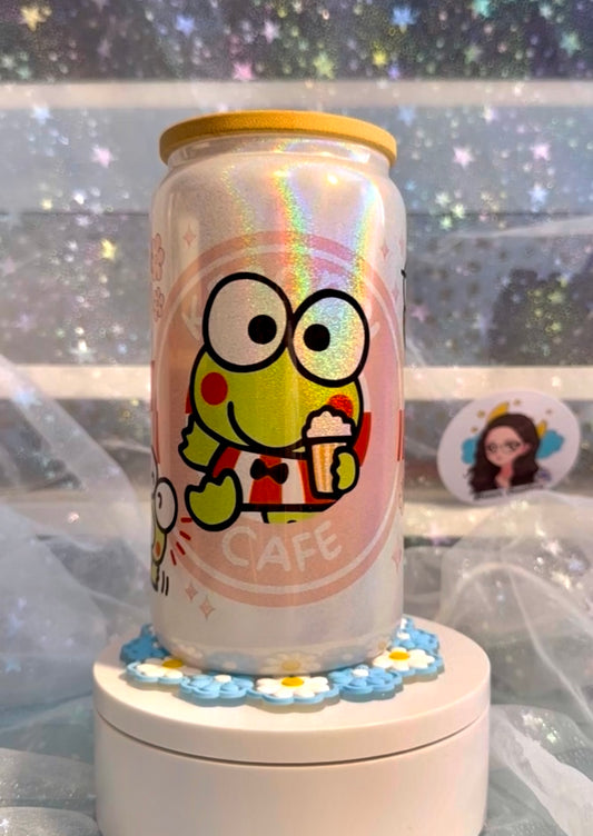 Kawaii Frog Shimmer Glass Cup