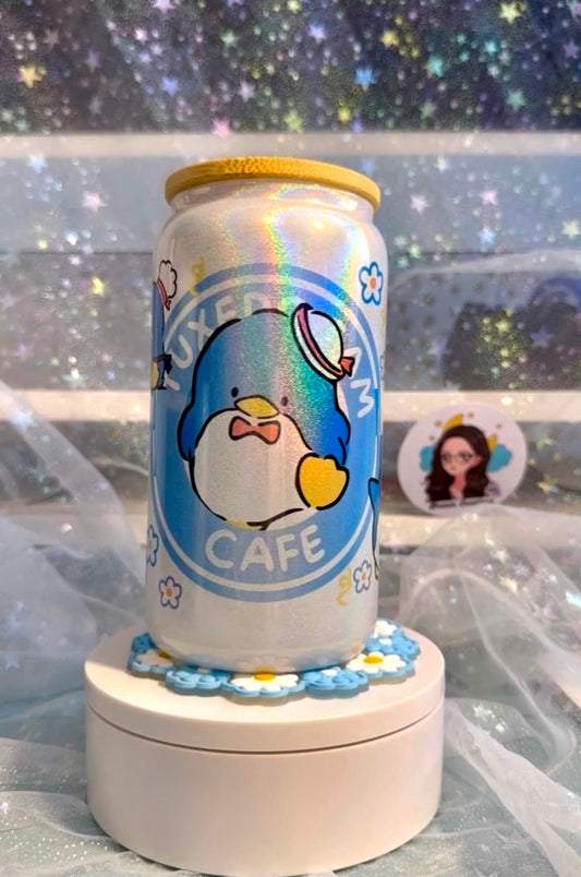Kawaii Penguin Shimmer Glass Cup