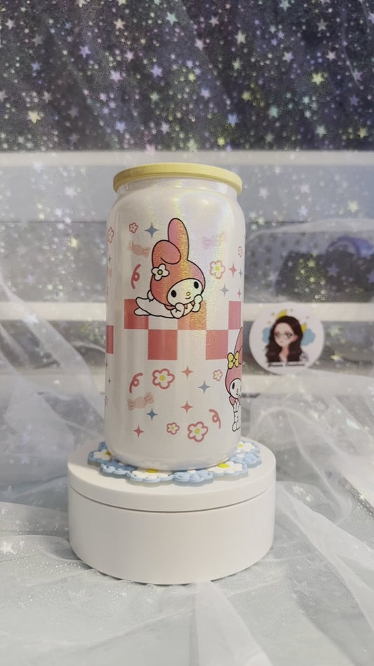 Kawaii Bunny Shimmer Glass Cup
